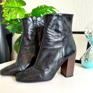 Office London Black Leather Booties
